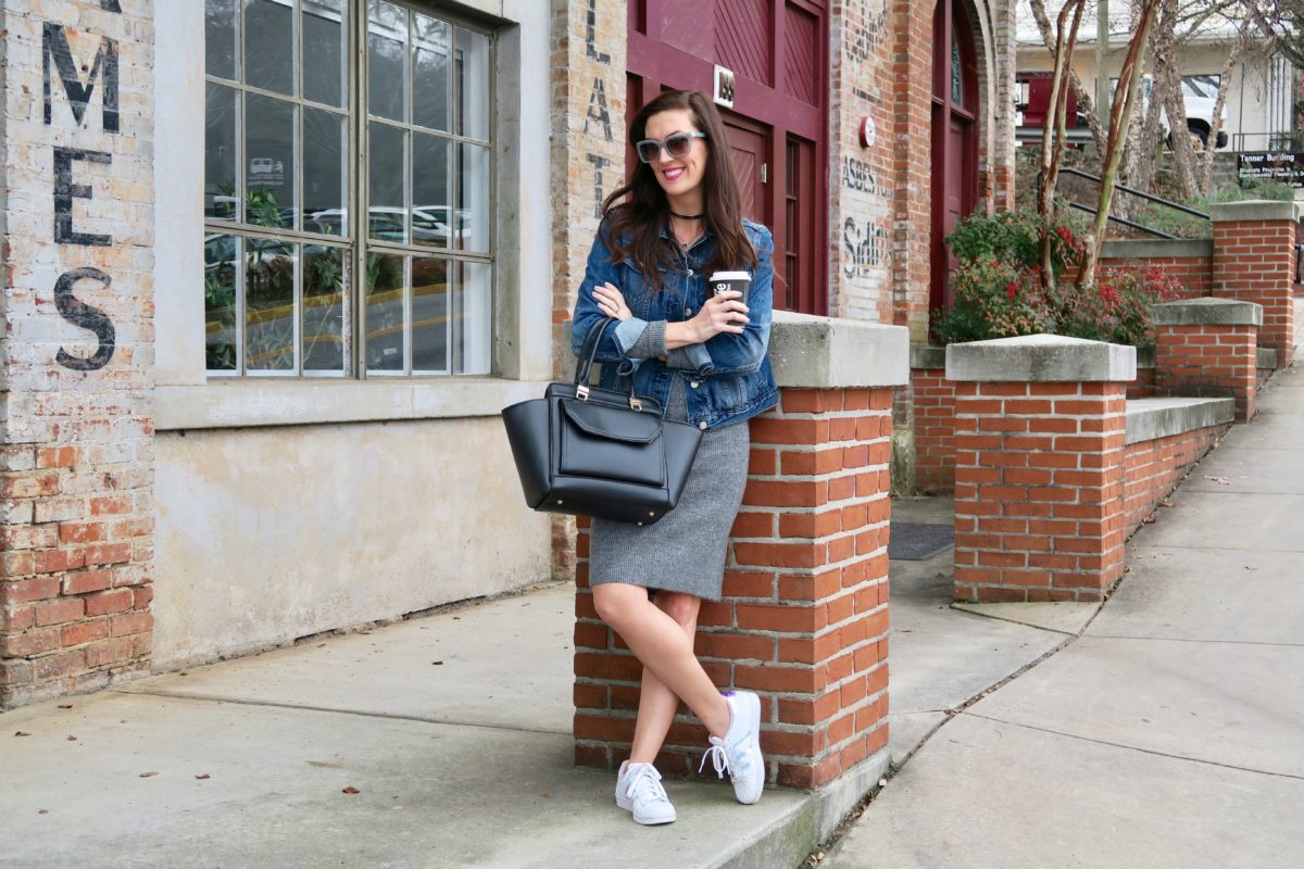 sweater dress and sneakers 1R